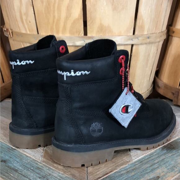 Timberland x Champion 6-Inch Premium Black Leather Waterproof Boots Women Size 6 - Picture 6 of 14